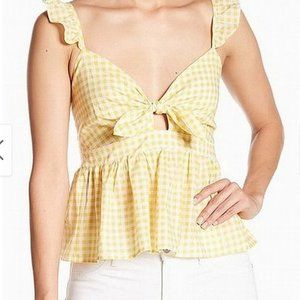 June & Hudson Yellow Gingham Tank Top